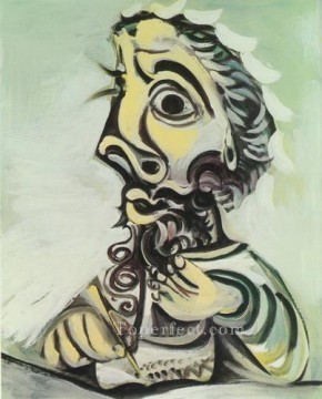 Buste d homme crivant II 1971 Cubism Oil Paintings